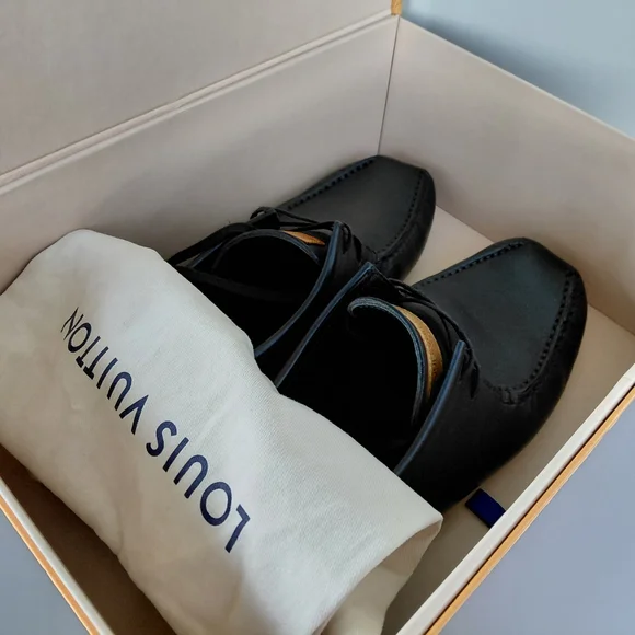 Louis Vuitton Black Veau Soie Leather Loafers Shoes - Picture 15 of 16